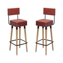 Kit 02 Bancos Banquetas Pés Palito Barcelona Courissimo Telha - Salaone