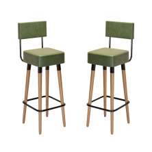 Kit 02 Bancos Banquetas Pés Palito Barcelona Courissimo Verde - Salaone
