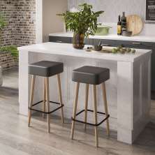 Kit 02 Banquetas Alta 70 Cm Dubai Pés de Madeira - SalaOne