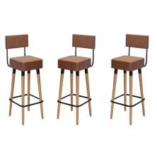 Kit 03 Bancos Banquetas Pés Palito Barcelona Courissimo Café - Salaone