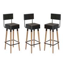 Kit 03 Bancos Banquetas Pés Palito Barcelona Courissimo Preto - Salaone