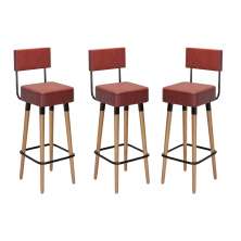 Kit 03 Bancos Banquetas Pés Palito Barcelona Courissimo Tellha - Salaone
