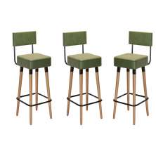 Kit 03 Bancos Banquetas Pés Palito Barcelona Courissimo Verde - Salaone