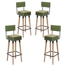 Kit 04 Bancos Banquetas Pés Palito Barcelona Courissimo Verde - Salaone