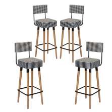 Kit 04 Bancos Banquetas Pés Palito Barcelona Suede Cardan - Salaone