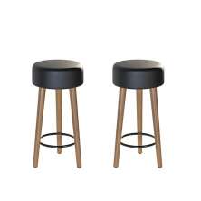 Kit Com 02 Banco Banqueta Pés Palito Paris Napa Preto - Salaone