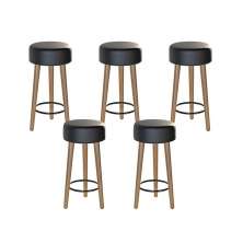Kit Com 05 Banco Banqueta Pés Palito Paris Napa Preto - Salaone