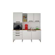 Cozinha Compacta Londres com 6 Portas, 2 Gavetas e 7 Prateleiras Salleto Branco