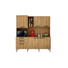 Cozinha Compacta Londres com 6 Portas, 2 Gavetas e 7 Prateleiras Salleto Carvalho