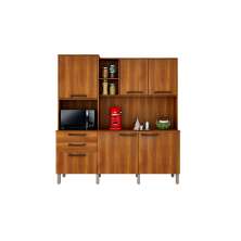 Cozinha Compacta Londres com 6 Portas, 2 Gavetas e 7 Prateleiras Salleto Nogal