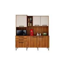 Cozinha Compacta Londres com 6 Portas, 2 Gavetas e 7 Prateleiras Salleto Nogal/Off White