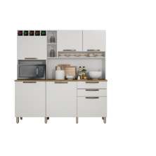 Cozinha Compacta Salleto Topazio com 6 Portas 2 Gavetas e 6 Prateleiras Branco