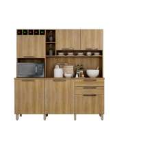 Cozinha Compacta Salleto Topazio com 6 Portas 2 Gavetas e 6 Prateleiras Carvalho