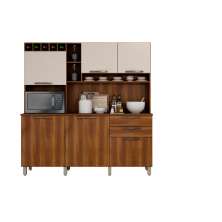 Cozinha Compacta Salleto Topazio com 6 Portas 2 Gavetas e 6 Prateleiras Nogal