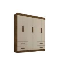 Guarda Roupa Casal 6 Portas 4 Gavetas New Verona Salleto Ipê/Off White