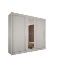 Guarda Roupa Com Espelho 3 Portas 4 Gavetas New Tokio Salleto Branco