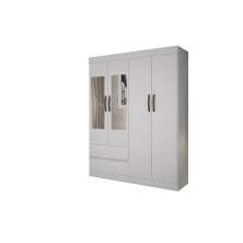 Guarda-Roupa Solteiro com Espelho 4 Portas 2 Gavetas Porto Salleto Branco
