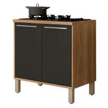 Balcão de Cozinha Paris com Tampo para Cooktop 4 Bocas 2 Portas Carvalho e Grafite