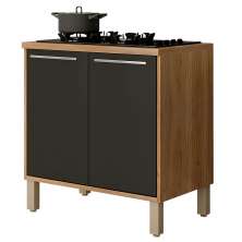 Balcão de Cozinha Paris com Tampo para Cooktop 5 Bocas 2 Portas Carvalho e Grafite