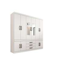 Roupeiro New Parma 10 Portas 3 Gavetas Com Espelho Salleto Branco