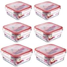 Conjunto 6 Potes De Vidro Herméticos Quadrados 350ml 550ml 700ml Sanremo Marmita