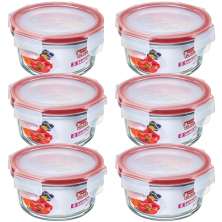 Conjunto 6 Potes De Vidro Redondos Com Tampas Herméticas 330ml Sanremo