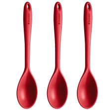 Kit 3 Colheres De Silicone Vermelhas Utensílios Cozinha Arroz Servir Mexer
