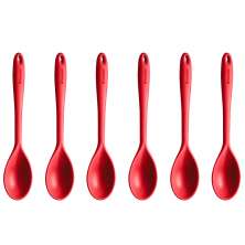 Kit 6 Colheres De Silicone Vermelhas Utensílios Cozinha Arroz Servir Mexer