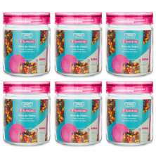 Kit 6 Potes de Vidro Herméticos 650ml Porta Mantimentos Cozinha Com Tampa Rosa