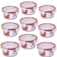 Kit 9 Potes Redondos Vidro Hermético 330ml 550ml 800ml Tampa Trava Marmita Sanremo