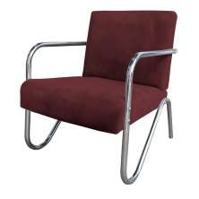 Kit 3 Poltronas Para Sala de Espera Recepção Em Suede Vinho Com Braços Cromados Decorativa Confortável Até 120 Kg - PS