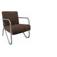 Poltrona Para Sala de Espera Recepção Em Suede Marrom Com Braços Cromados Decorativa Confortável Até 120 Kg - PS