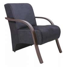 Poltrona Para Sala de Espera Recepção Preta Em Suede Com Braços de Madeira Decorativa Confortável Até 120 kg - PSM