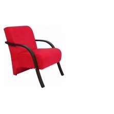 Poltrona Para Sala de Espera Recepção Vermelha Em Suede Com Braços de Madeira Decorativa Confortável Até 120 kg - PSM