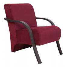 Poltrona Para Sala de Espera Recepção Vinho Em Suede Com Braços de Madeira Decorativa Confortável Até 120 kg - PSM
