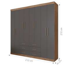 Conjunto Guarda Roupa 8 Portas e Cômoda Sapateira Colorado Atacama Grafite