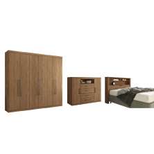 Conjunto Quarto de Casal Completo Seattle Jatobá