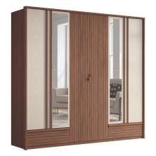 Guarda Roupa 6 Portas Ripado Com Espelho Atlanta Areia
