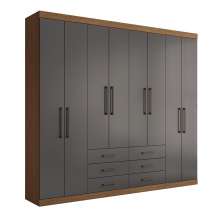 Guarda-Roupa Casal Master 8 Portas 6 Gavetas Jatobá e Grafite