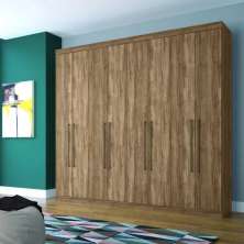 Guarda Roupa Roupeiro de Casal Marrom Atacama Grande Espaçoso com 8 Portas 4 Gavetas Luxuoso Vip