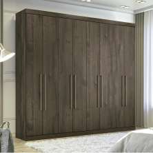 Guarda Roupa Roupeiro de Casal Marrom Ébano Grande Espaçoso com 8 Portas 4 Gavetas Luxuoso Vip