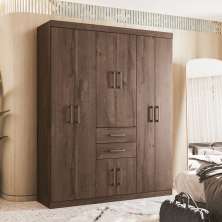 Guarda Roupas Casal 8 Portas 2 Gavetas Cambridge Ébano