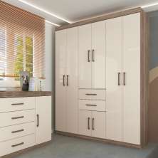 Guarda Roupas Casal 8 Portas Cambridge Castanha Off-White