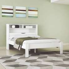 Kit 3x1 Cama Casal Com Cabeceira Baú Acoplado e Prateleiras Para Quarto Moderna e Espaçosa Inv