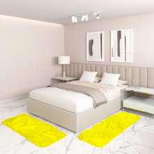 Jogo Tapete Passadeia Quarto 2 Uni Amarelo 50 x 140 cm