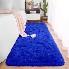 Tapete Passadeira Pelo Alto Felpudo Macio Anti Derrapante Azul - 60 x 180 cm Tapete para Sala e Quarto