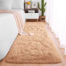 Tapete Passadeira Pelo Alto Felpudo Macio Anti Derrapante Bege - 60 x 180 cm Tapete para Sala e Quartos