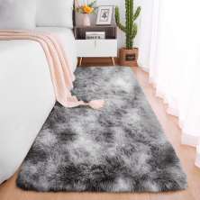Tapete Passadeira Pelo Alto Felpudo Macio Anti Derrapante Mesclado Cinza - 60 x 180 cm Tapete para Sala e Quarto