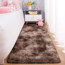 Tapete Passadeira Pelo Alto Felpudo Macio Anti Derrapante Mesclado Marrom  - 60 x 180 cm Tapete para Sala e Quartos