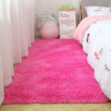 Tapete Passadeira Pelo Alto Felpudo Macio Anti Derrapante Rosa - 60 x 180 cm Tapete para Sala e Quartos